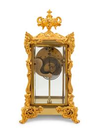 An Ansonia Viscount Gilt Metal Crystal Regulator Clock