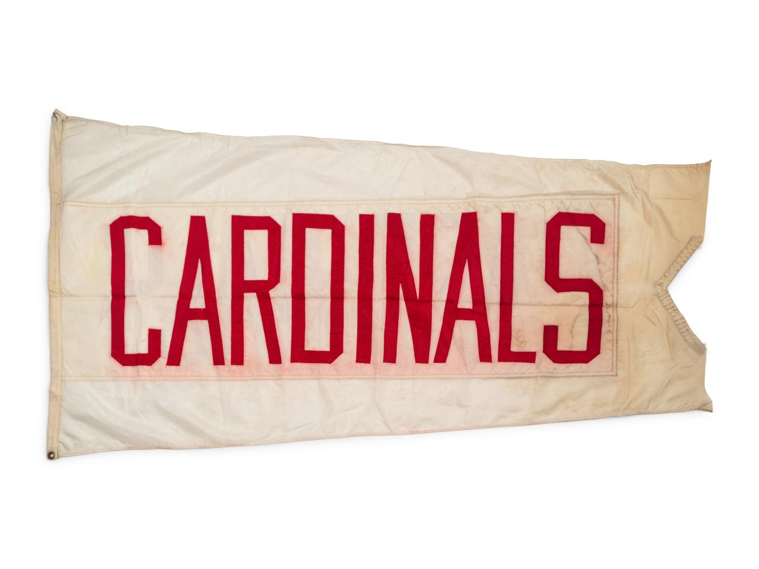 A St. Louis Cardinals Flag Once Flown on Wrigley Field Scoreboard Collected by Former Chicago Cubs Wrigley Field Head Scorekeeper,
