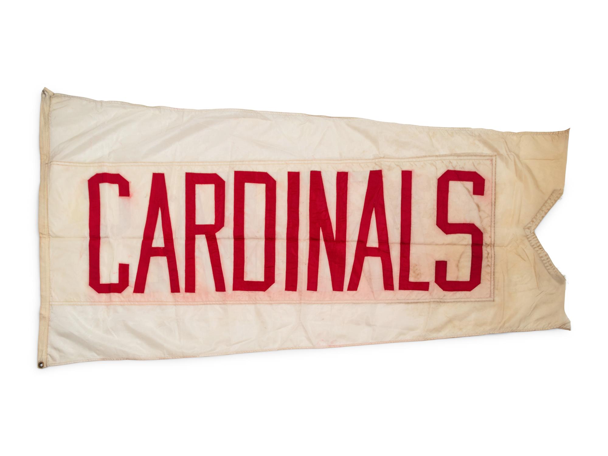 A St. Louis Cardinals Flag Once Flown on Wrigley Field Scoreboard Collected by Former Chicago Cubs Wrigley Field Head Scorekeeper,