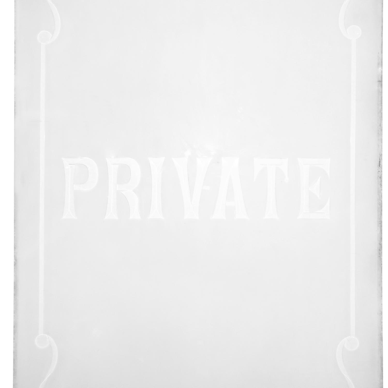 An Etched Glass Pub Window Panel 21.5" W x .25" D x 33.5" H — England, 19th Century