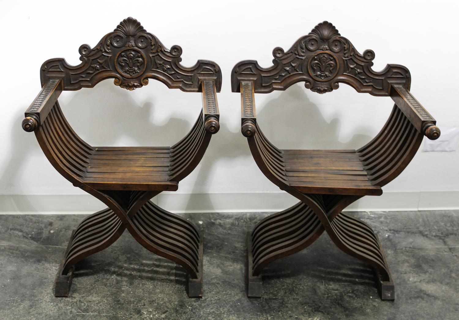 A Pair of Renaissance Revival Chairs. Height 37 inches.