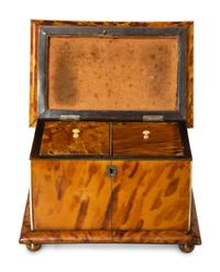A Regency Tortoise Shell Veneered Tea Caddy