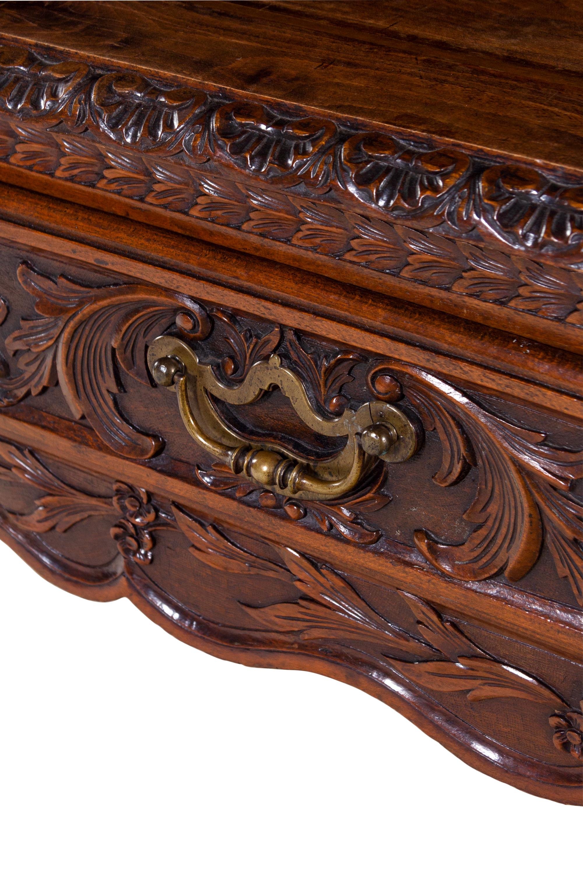 A Louis XV Provincial Style Carved Walnut Desk