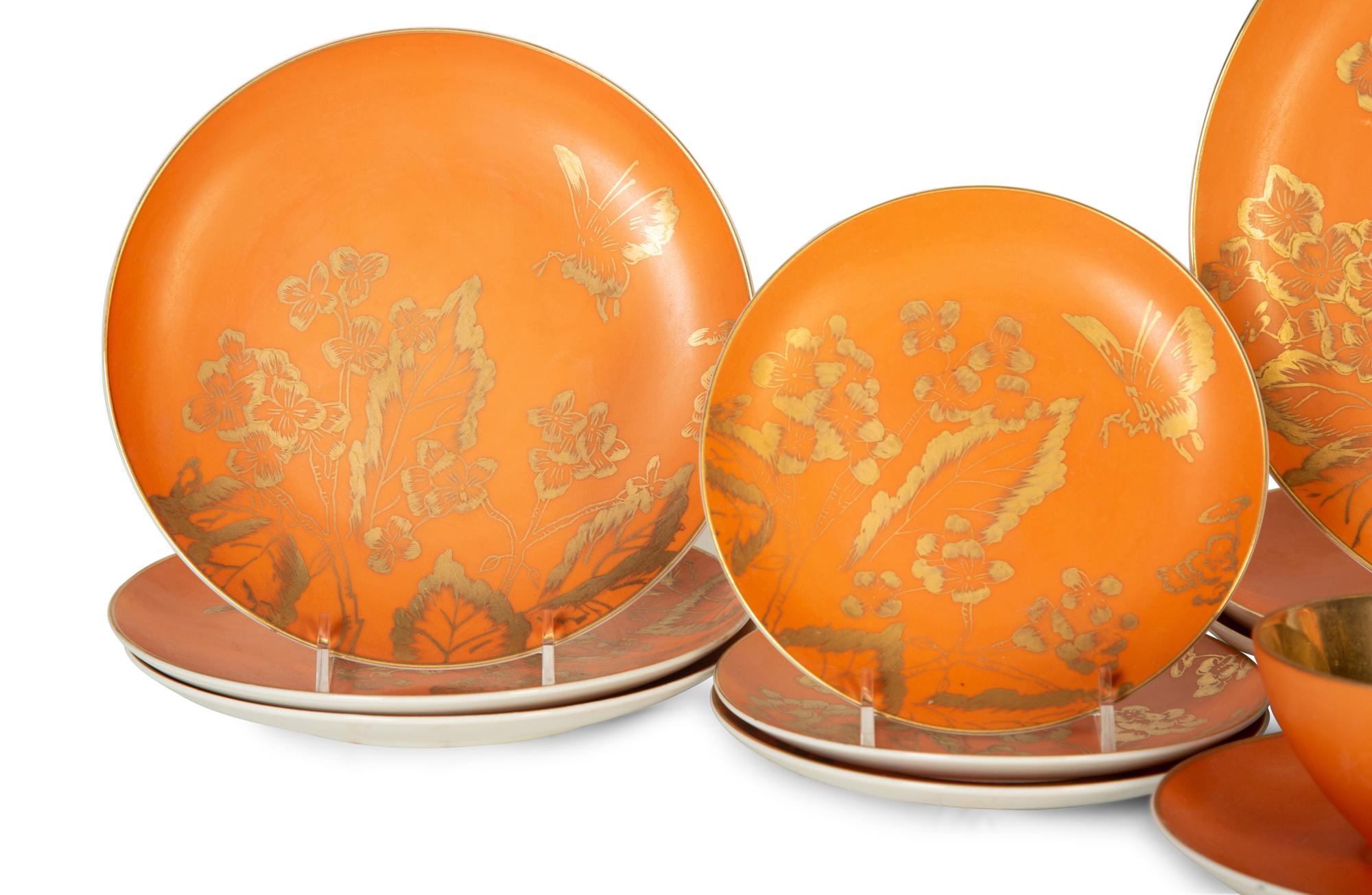 A Dorothy C. Thorpe Porcelain Dinner Service in the Persimmon Pattern — 20th Century