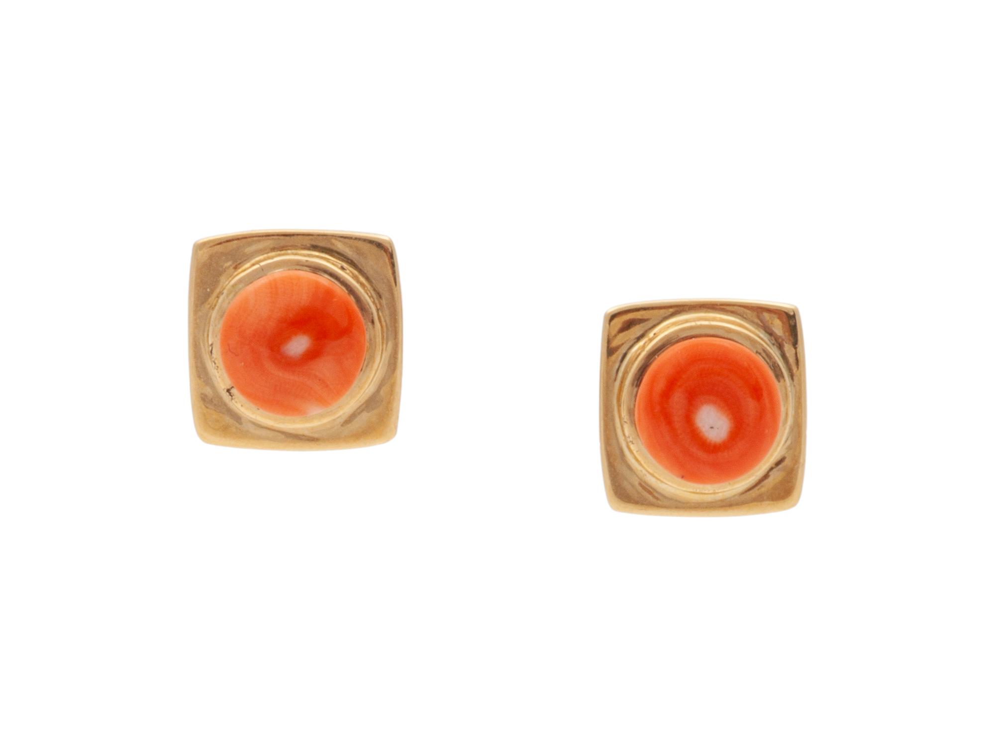 18k Gold and Coral Earrings