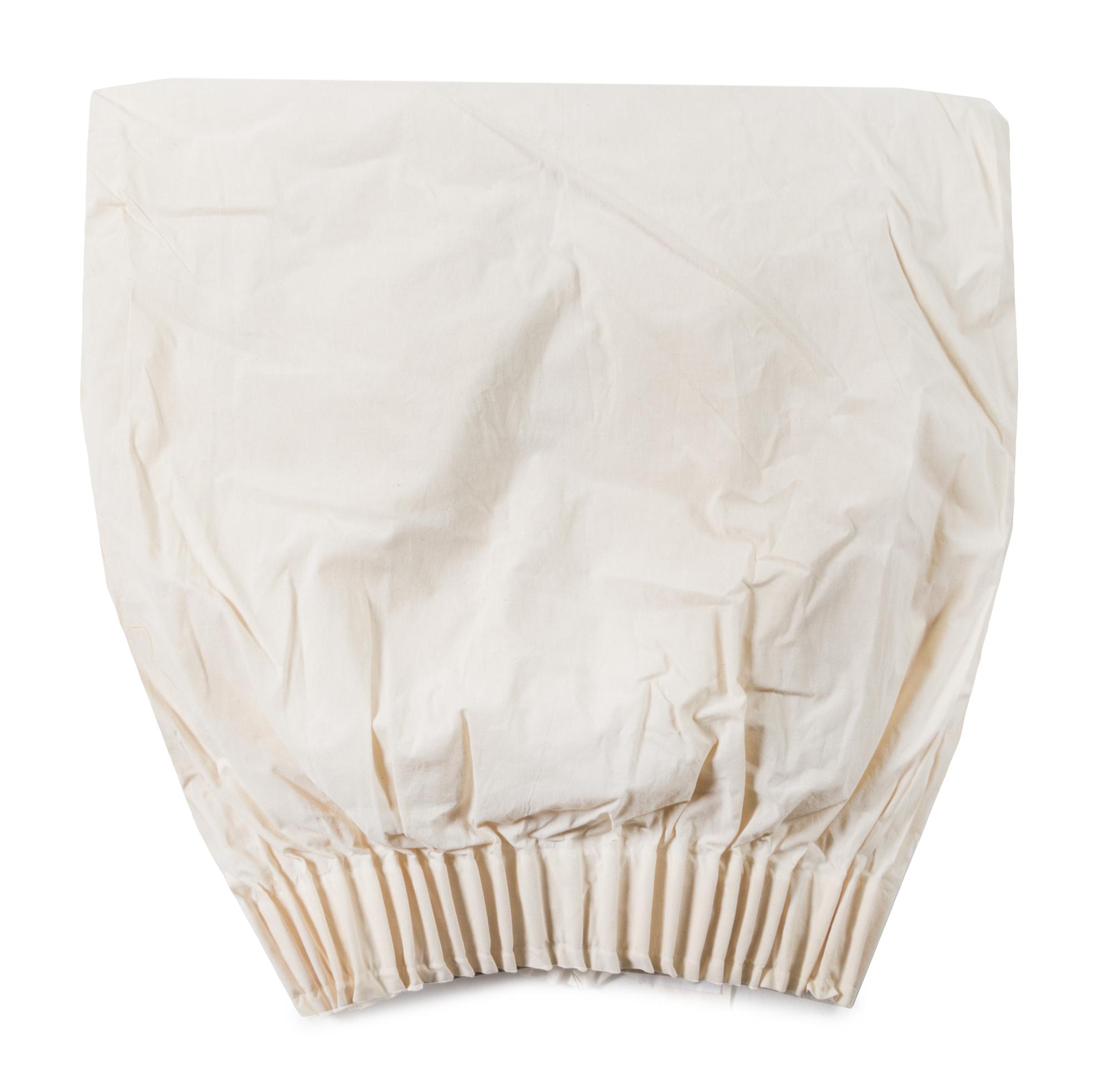 A Set of Four Cotton Muslin Drapery Panels Length 14 feet 4 inches.