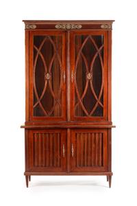 An Empire Style Gilt Bronze Mounted Mahogany Cabinet Height 86 1/4 x width 48 1/2 x depth 20 inches. — LATE 19TH CENTURY