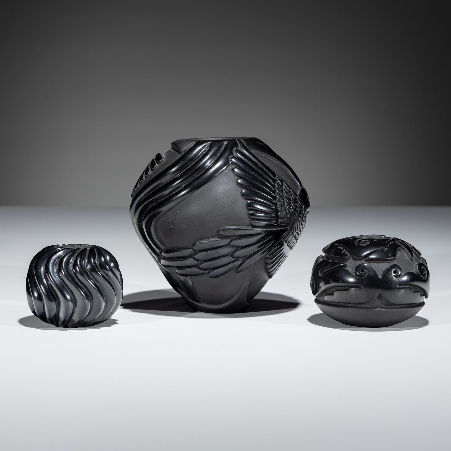 Carved Blackware Pottery