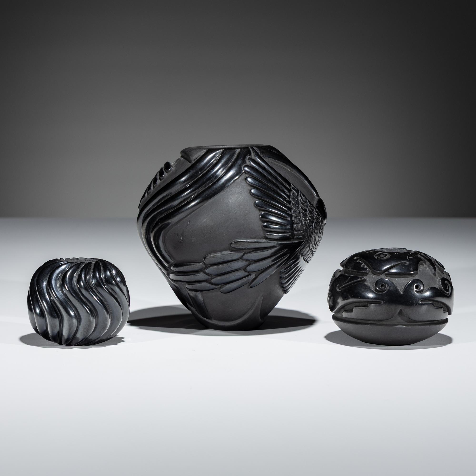 Carved Blackware Pottery