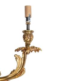 A Pair of Louis XV Style Gilt Bronze Two-Light Sconces