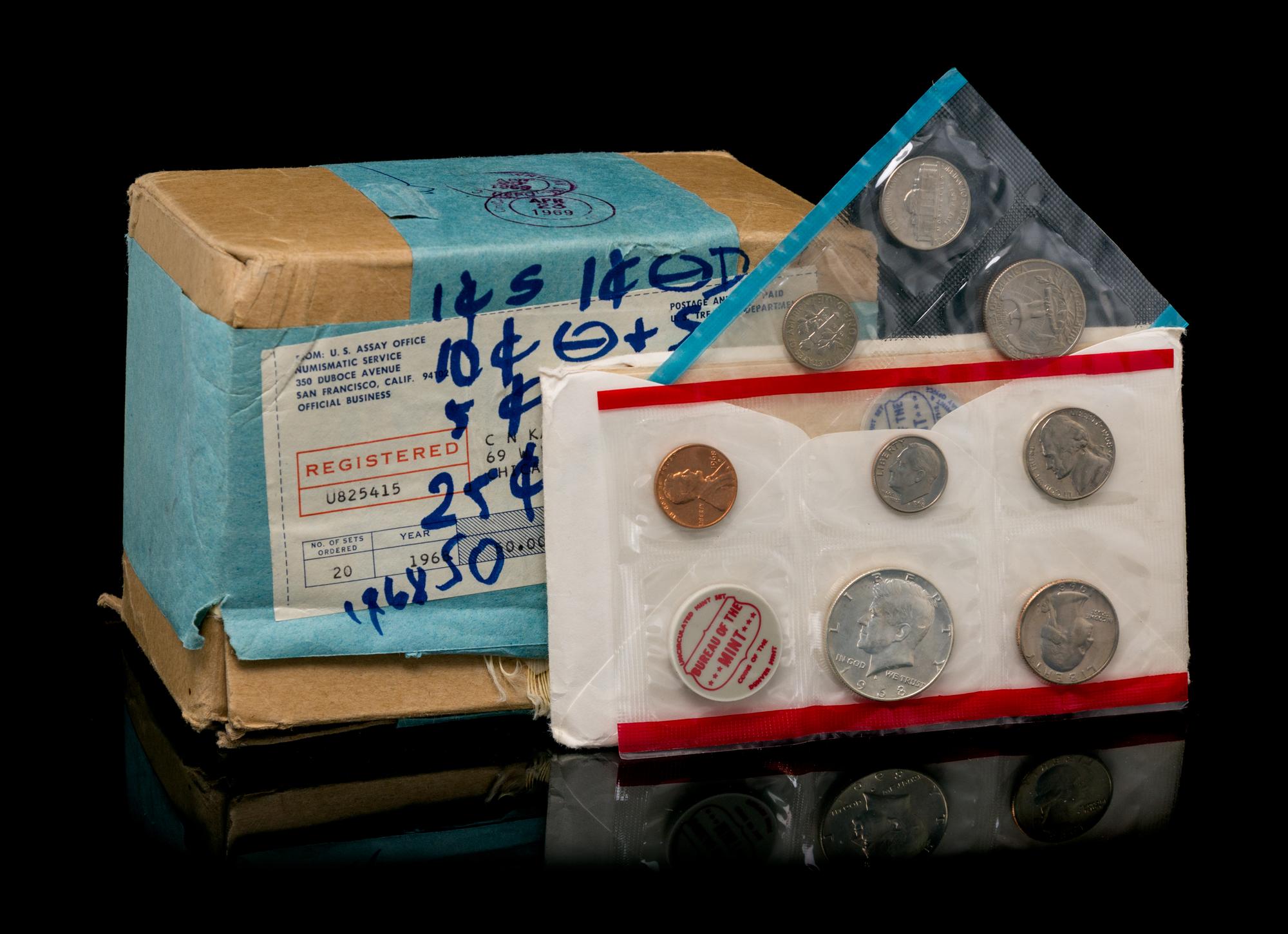 A Collection of Twenty United States 1968 Philadelphia and Denver 5-Coin Uncirculated Mint Sets