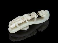 A Chinese White Jade 'Chilong' Belt Hook
