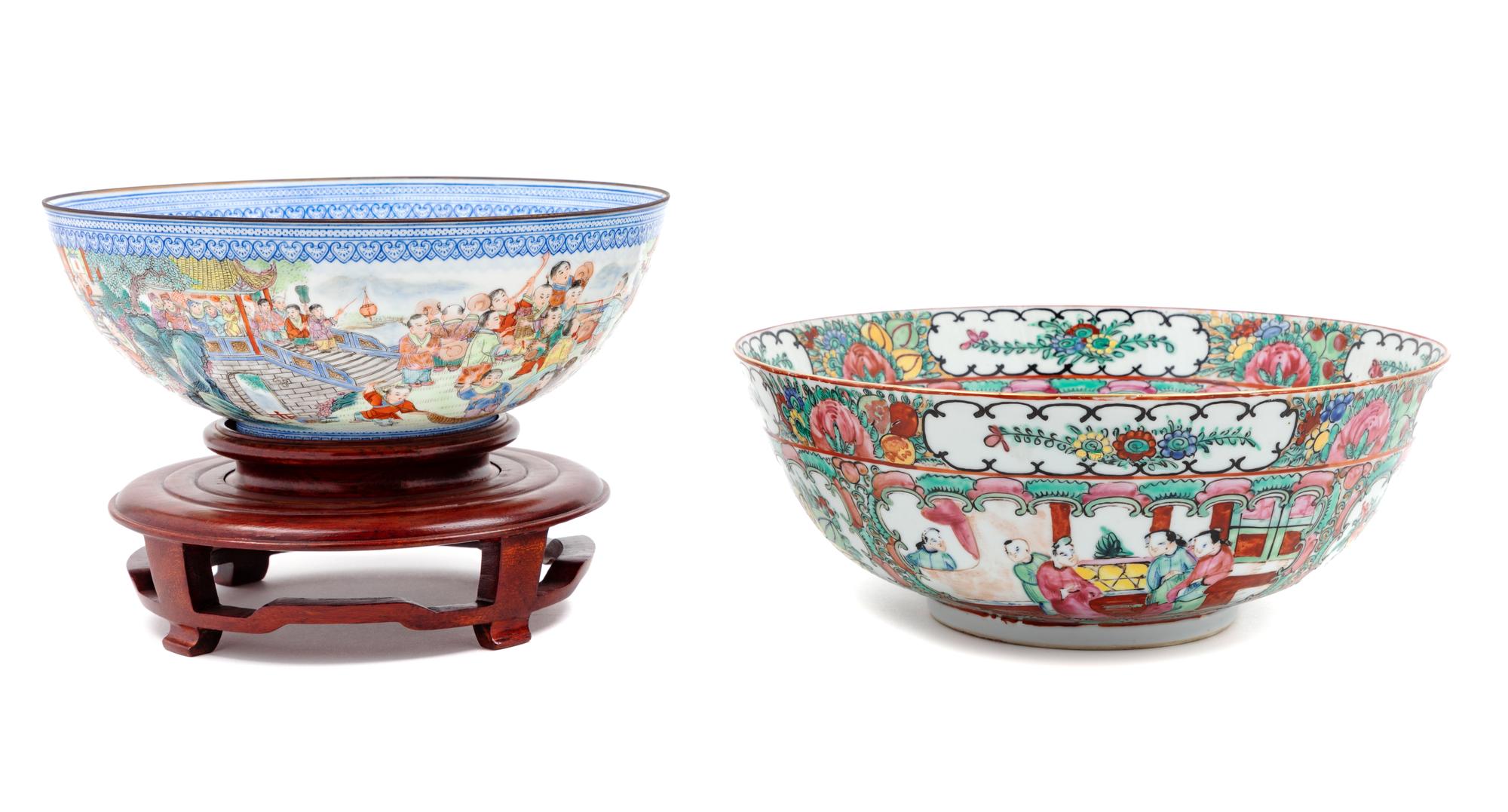 Two Chinese Export Famille Rose Porcelain Bowls