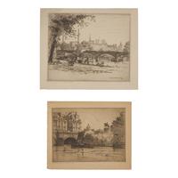 Caroline Helena Armington (American, 1875–1939) — Le Pont des Arts et la Cite Paris , 1921 ; Together with Henri IV et la Cite Paris , 1920 (Two Works)