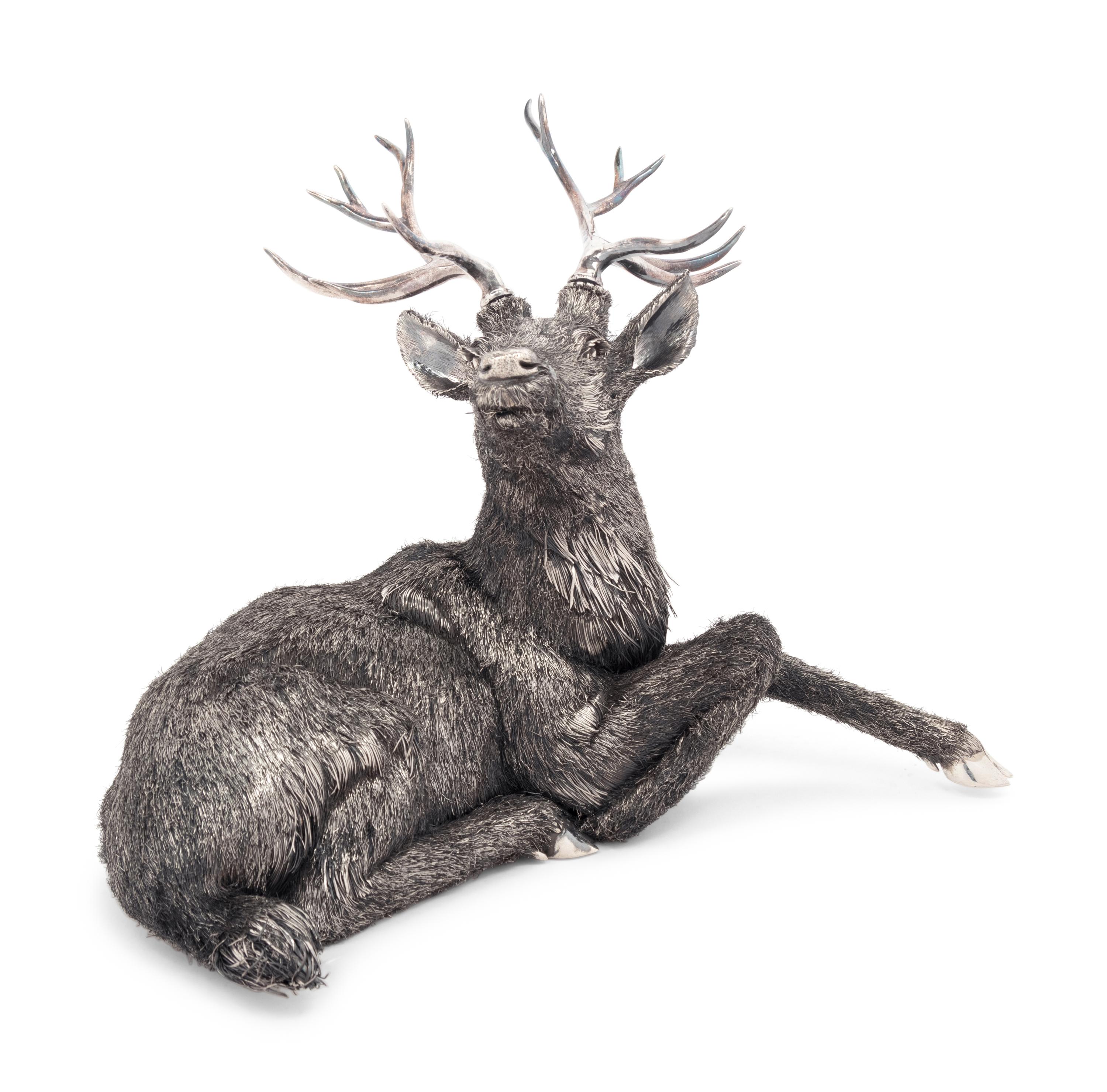 A Buccellati Silver Furry Stag Figure