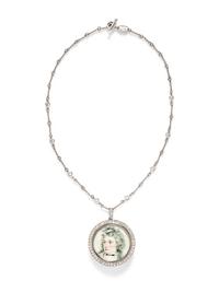 DIAMOND PORTRAIT PENDANT/BROOCH ON CHAIN