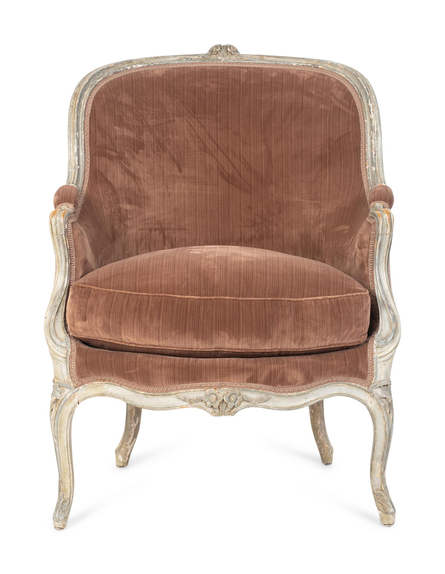 A Louis XV Grey Painted Bergère — THIRD QUARTER 18TH CENTURY