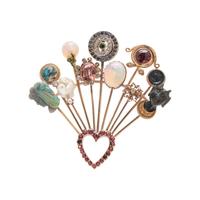 MULTIGEM AND DIAMOND STICKPIN BROOCH