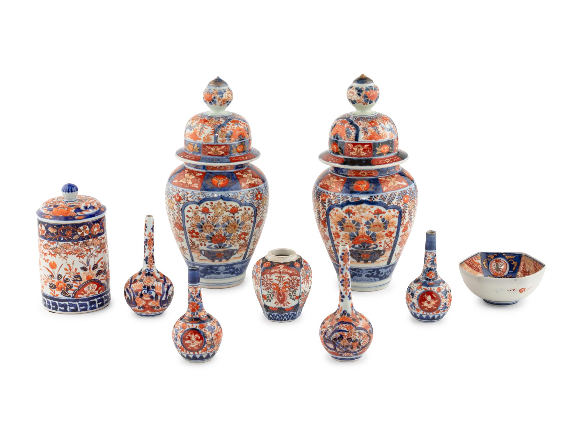 Nine Imari Palette Porcelain Articles