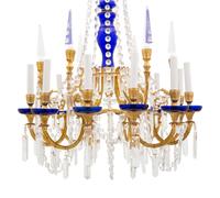 An Empire Style Gilt Bronze and Glass Twelve-Light Chandelier