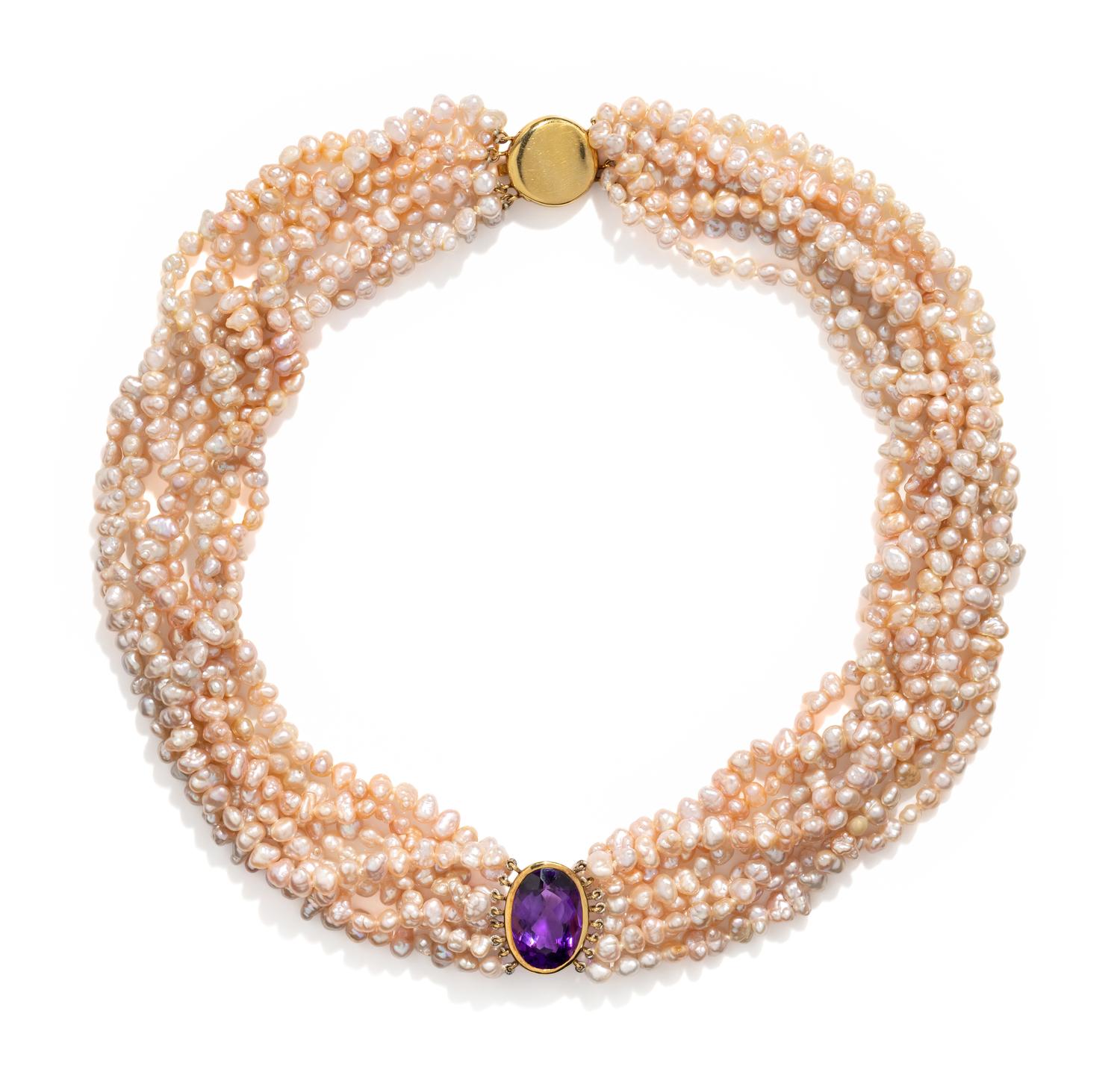 TIFFANY & CO., AMETHYST AND CULTURED FRESHWATER PEARL NECKLACE