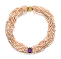 TIFFANY & CO., AMETHYST AND CULTURED FRESHWATER PEARL NECKLACE