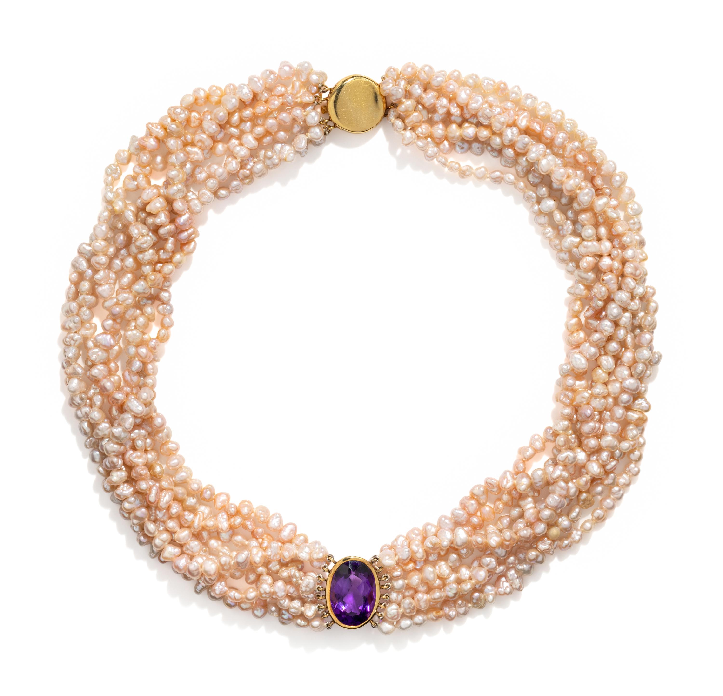 TIFFANY & CO., AMETHYST AND CULTURED FRESHWATER PEARL NECKLACE