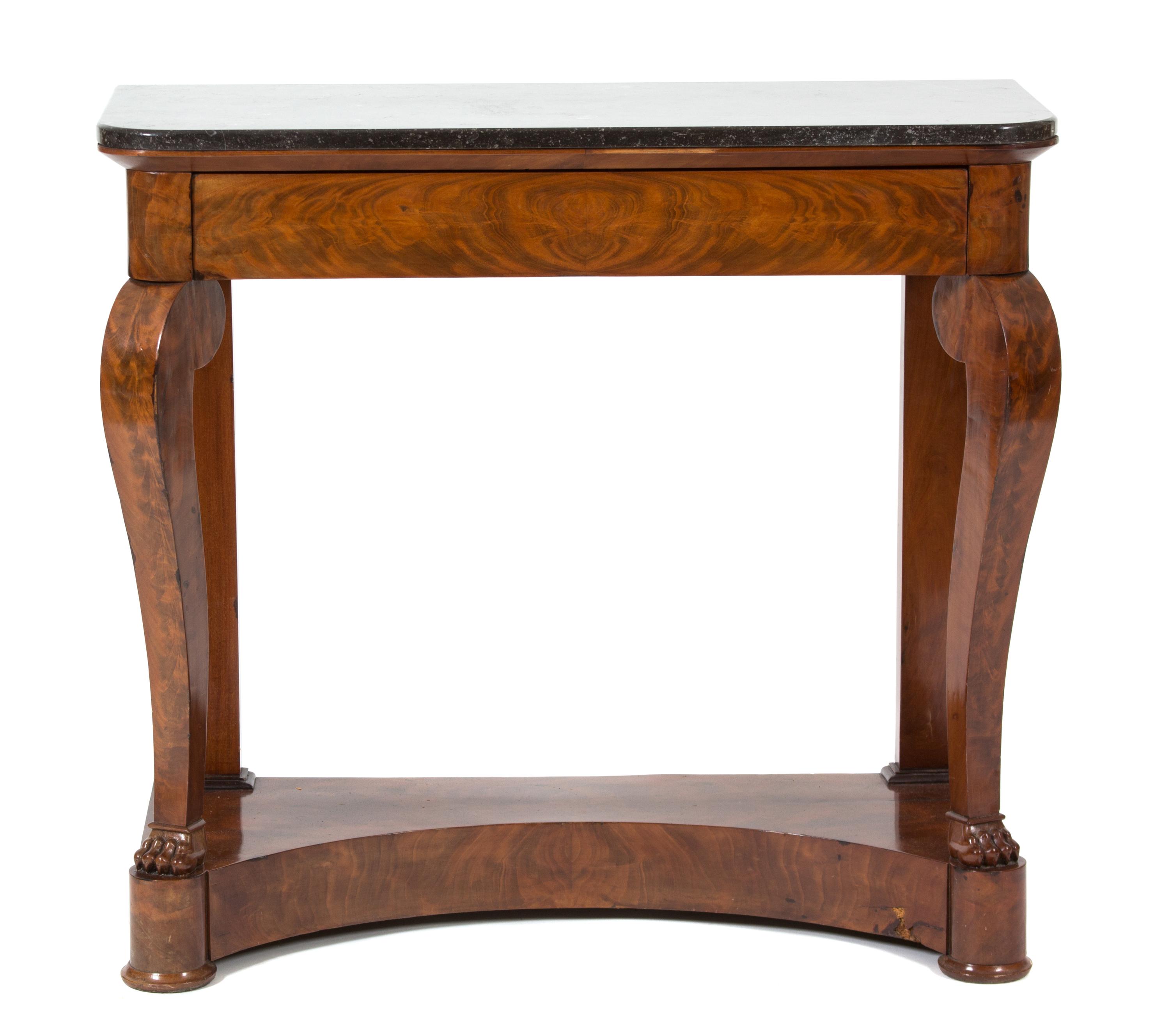 An American Empire Style Mahogany Pier Table Height 34 1/2 x width 35 1/2 depth 15 inches. — 19TH CENTURY