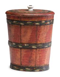 A Paint Decorated Lehnware Lidded Sugar Bucket