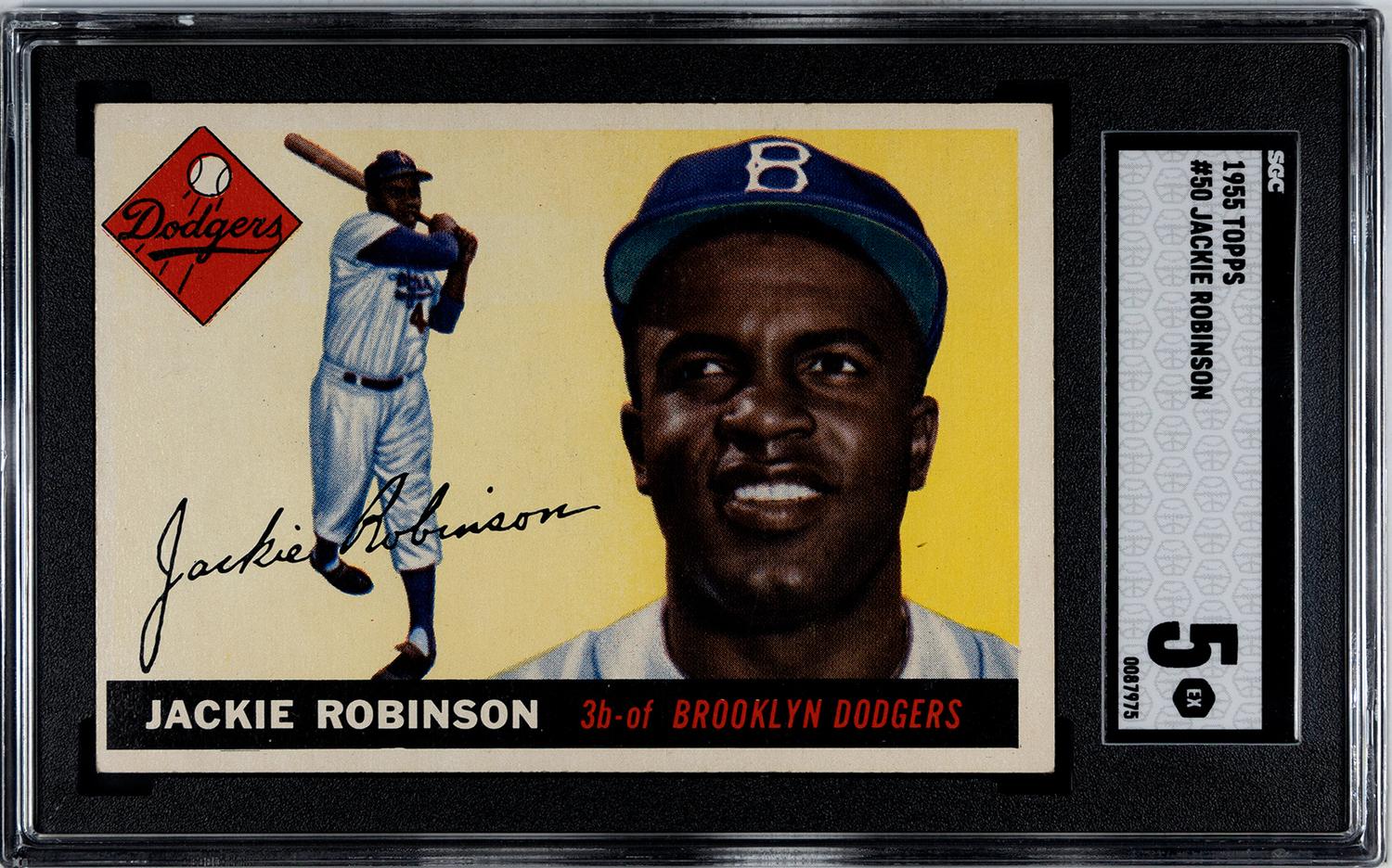 A 1955 Topps Jackie Robinson Baseball Card No. 50 (SGC 5 EX)