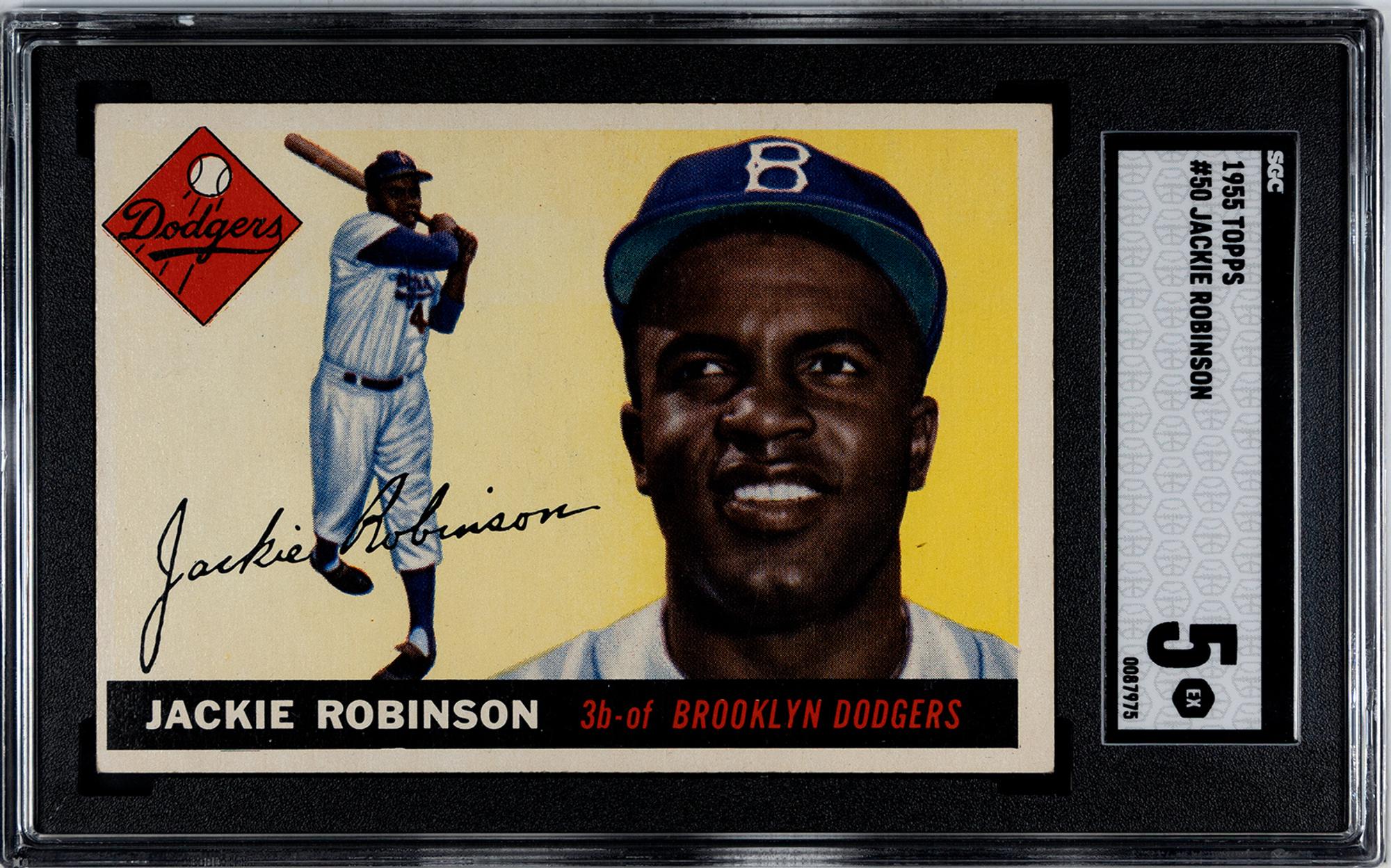 A 1955 Topps Jackie Robinson Baseball Card No. 50 (SGC 5 EX)
