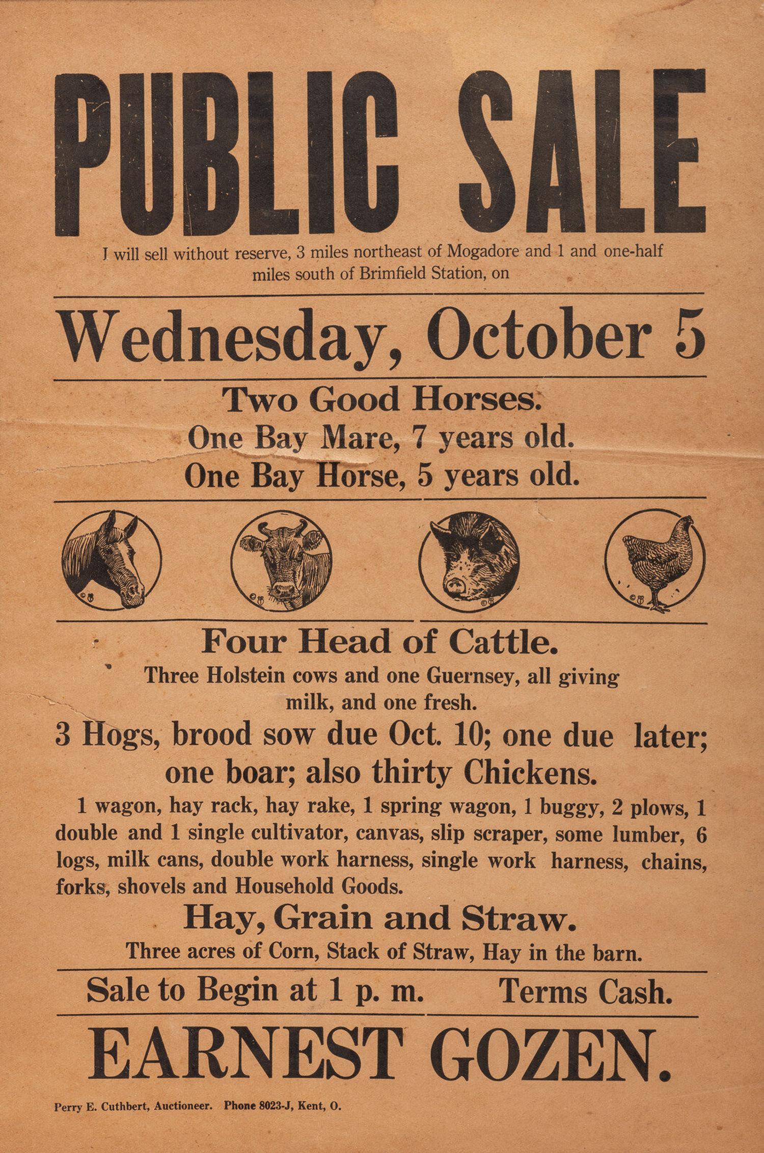 A Printed Auction Broadside