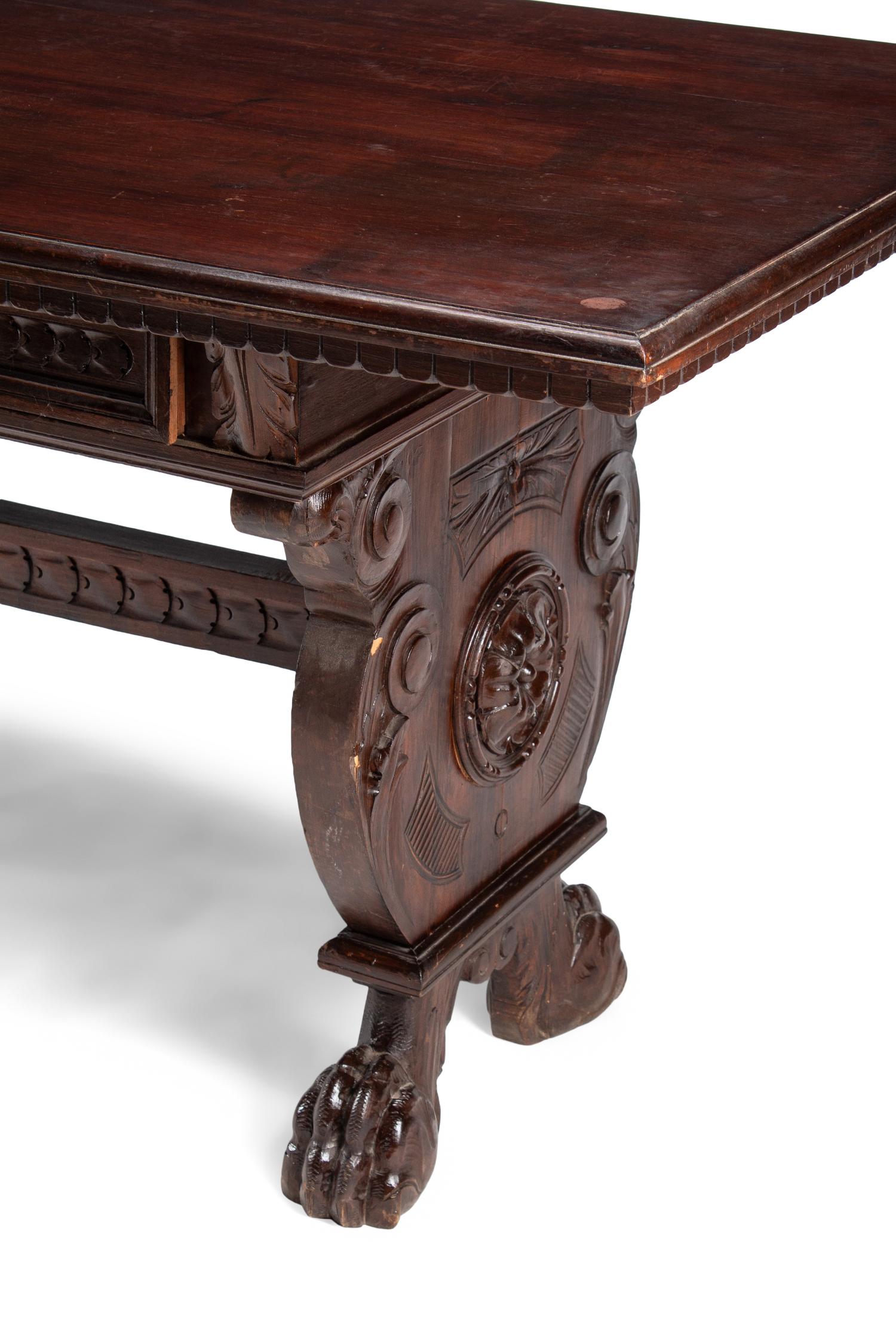 An Italian Renaissance Style Walnut Library Table