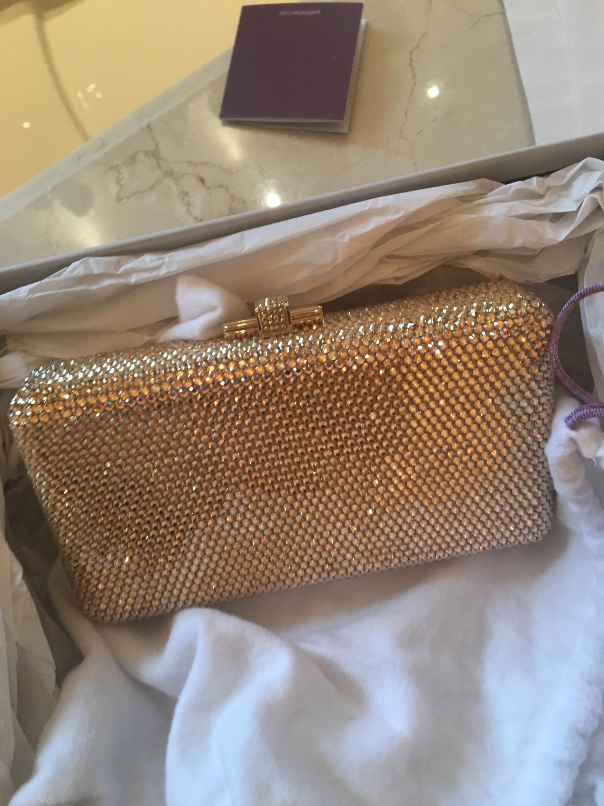 Judith Leiber Rectangle Clear Crystal Minaudiere
