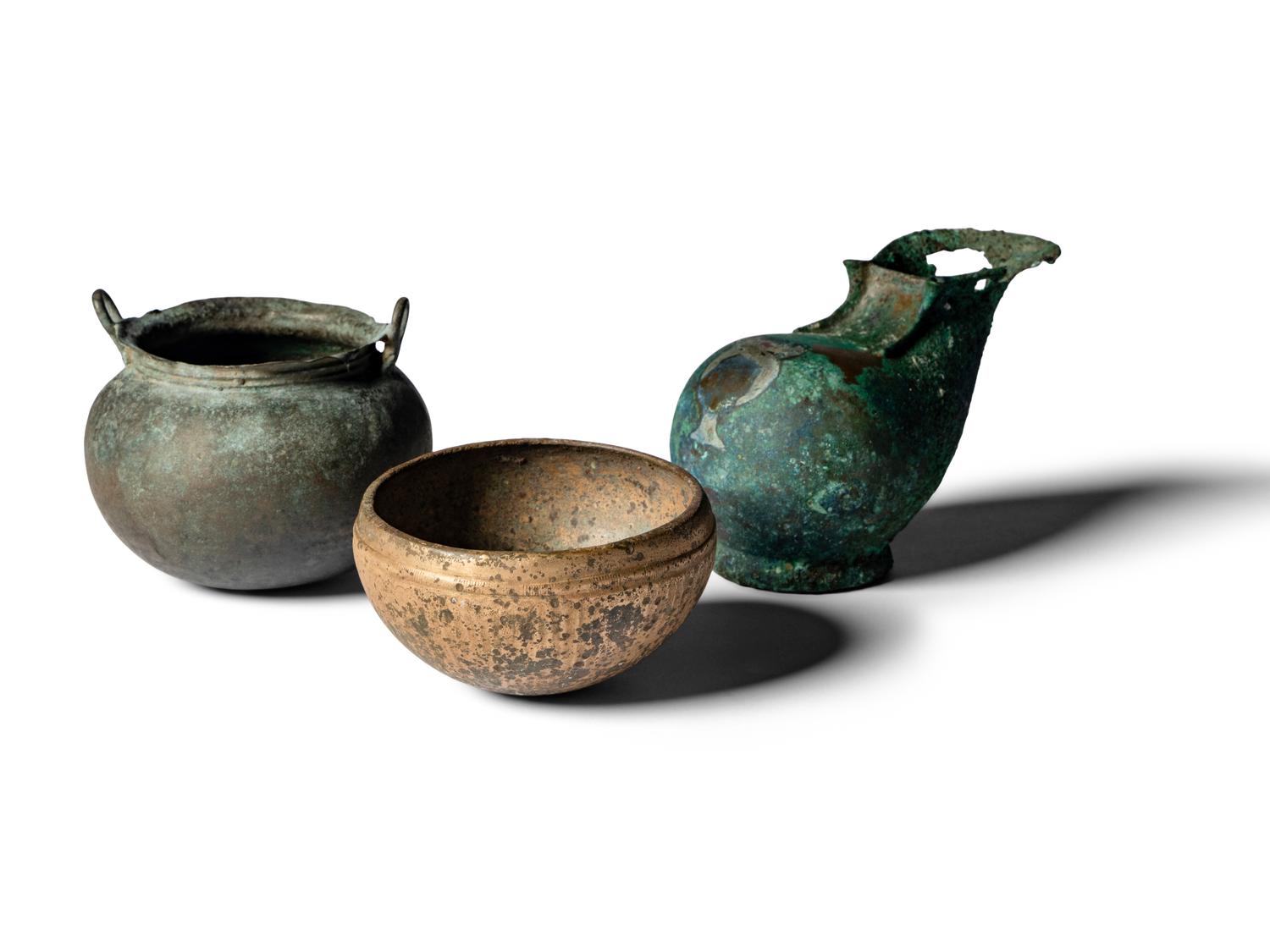 Nine Greco-Roman Bronze Vessels