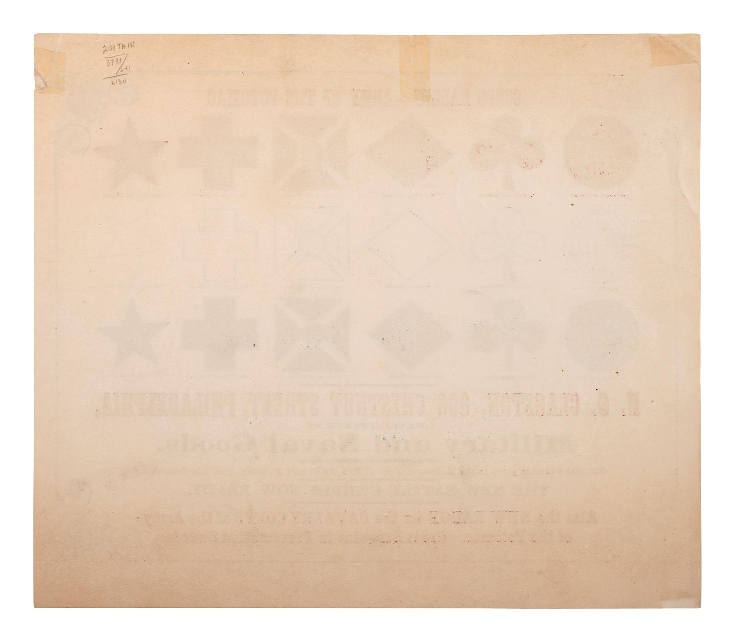 [CIVIL WAR]. Corps Badges----Army of the Potomac. [Philadelphia, PA]: ca 1863.