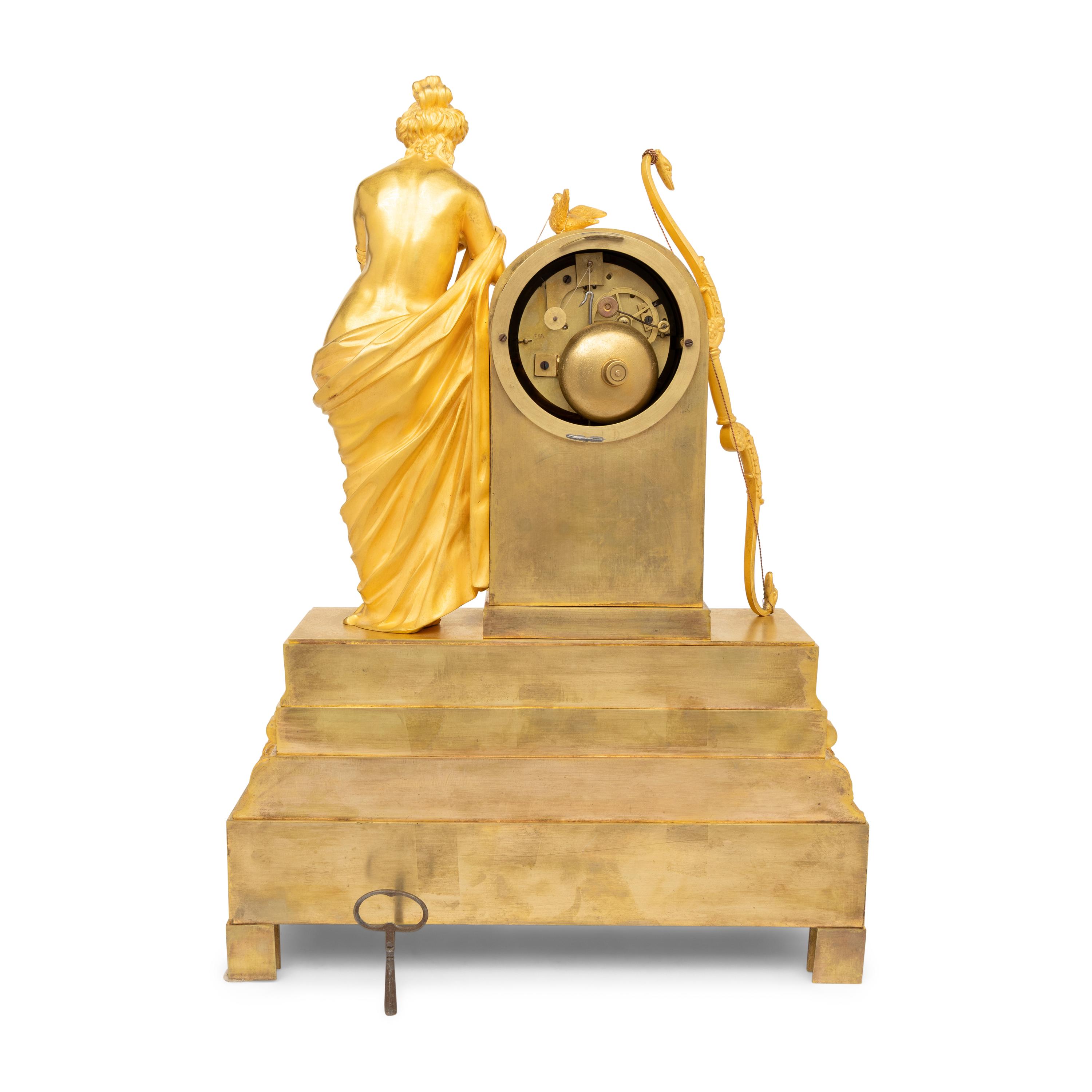 An Empire Gilt Bronze Mantel Clock