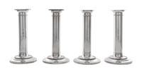 A Set of Four American Silver Candlesticks, Goodnow & Jenks, Boston, MA, retailed by Spaulding & Co., each of columnar form with beaded