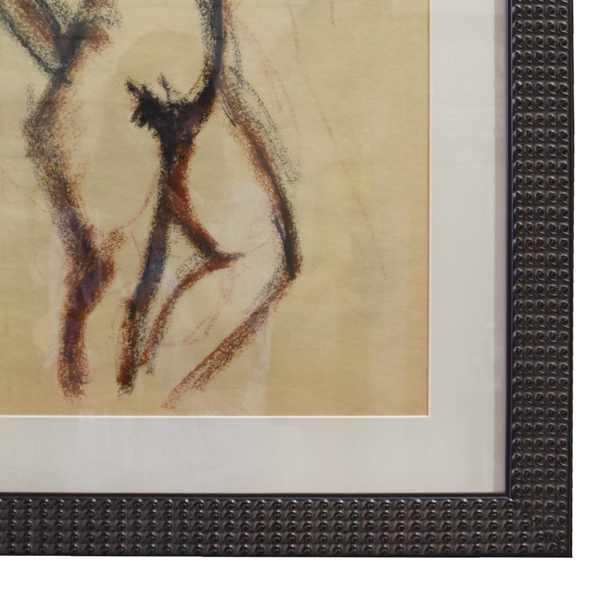A Framed Pastel Figural Drawing 31.5" W x .5" D x 26.25" H — United States, 20th Century