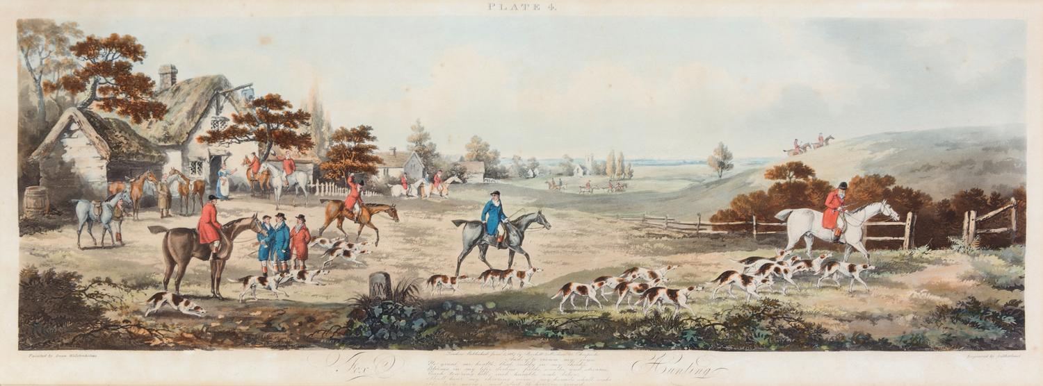 Dean WOLSTENHOLME Sr., after - George SUTHERLAND, engraver Image 8 1/2 x 25 1/2 inches. — Full Cry - The Death - Refreshment - Going Out [Plates I-IV]