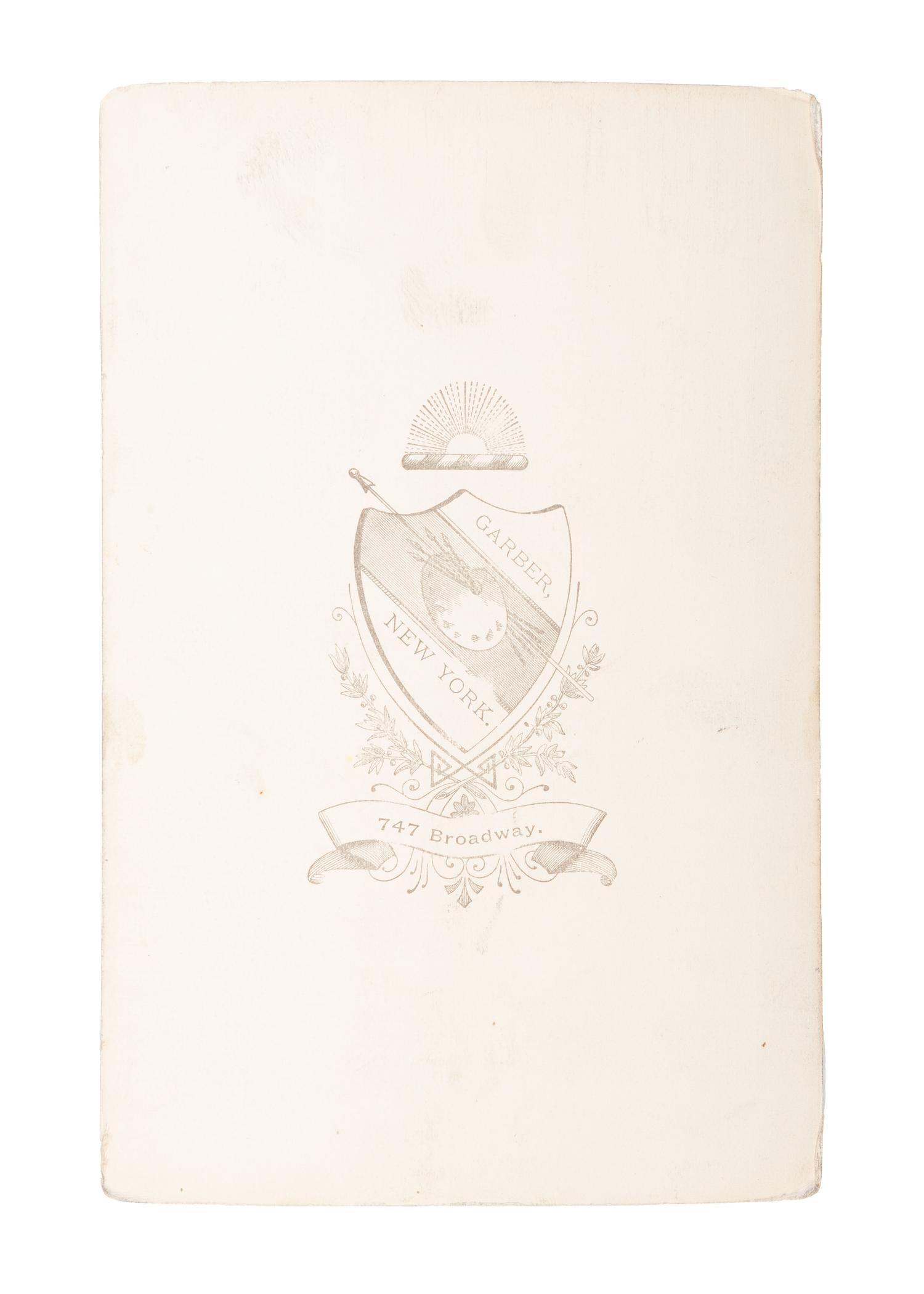 [LIBERIA] -- [DEPUTIE, James H. (1838-1896)]. GARBER, photographer. Cabinet card of Reverend James H. Deputie. New York: Garber, n.d.
