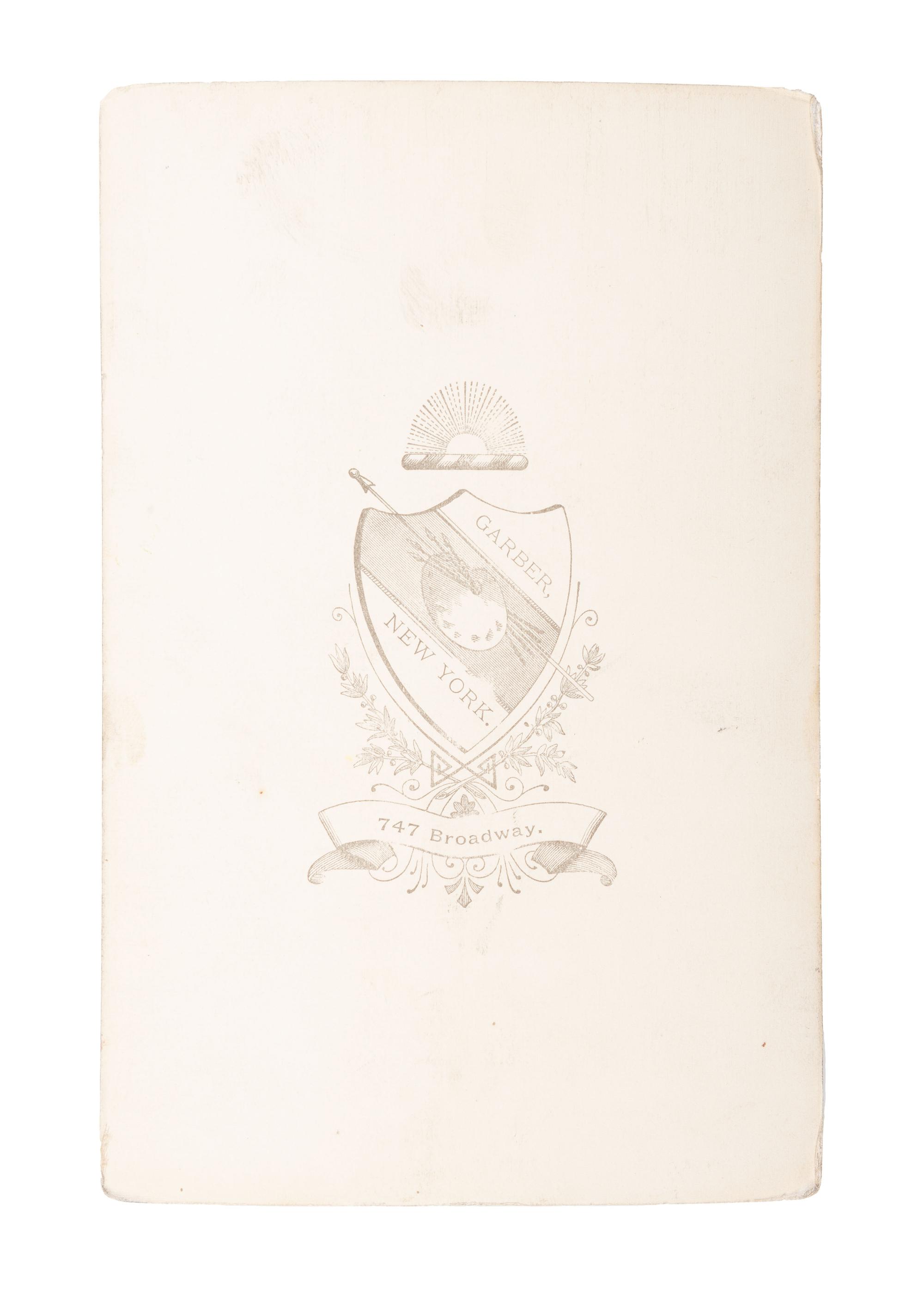 [LIBERIA] -- [DEPUTIE, James H. (1838-1896)]. GARBER, photographer. Cabinet card of Reverend James H. Deputie. New York: Garber, n.d.