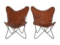 A Pair of Steel and Leather Butterfly Chairs