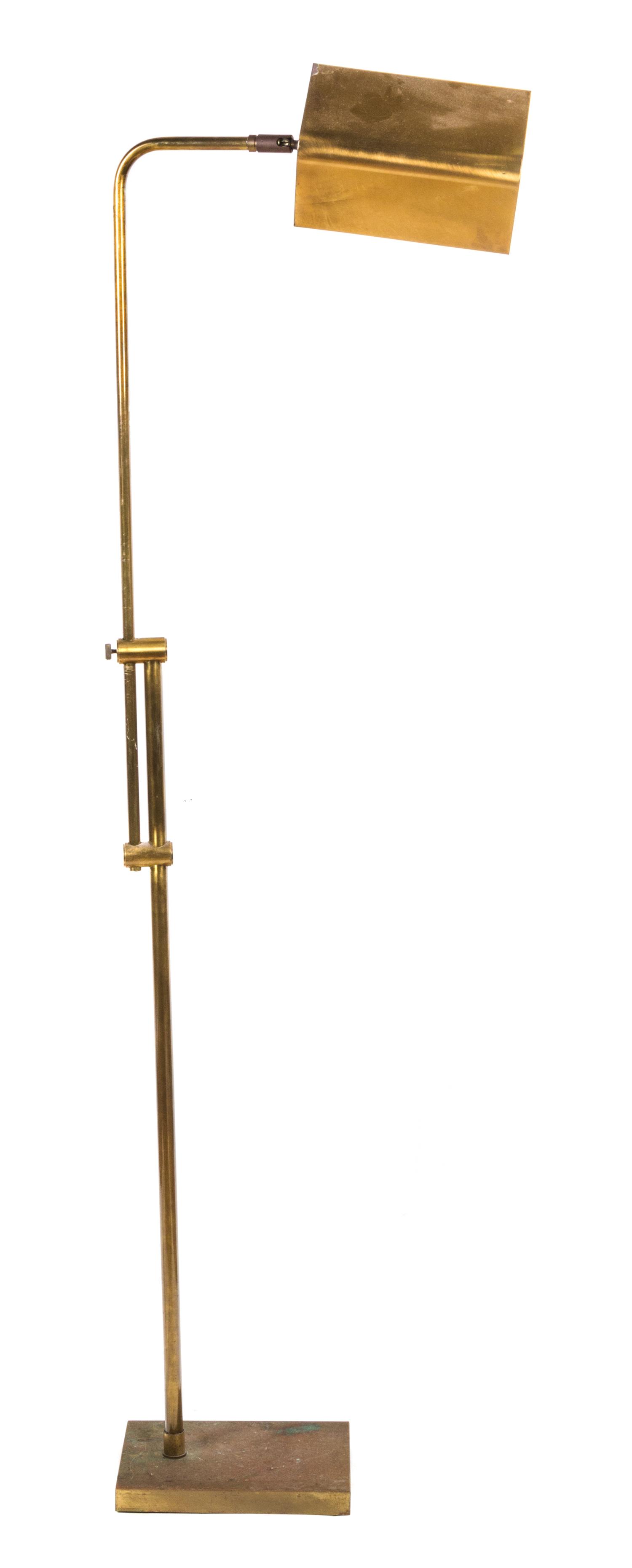 Three Brass Adjustable Standing Floor Lamps Height 52 inches. — 20TH CENTURY