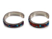Sterling Silver Cobblestone Inlay Cuff Bracelets
