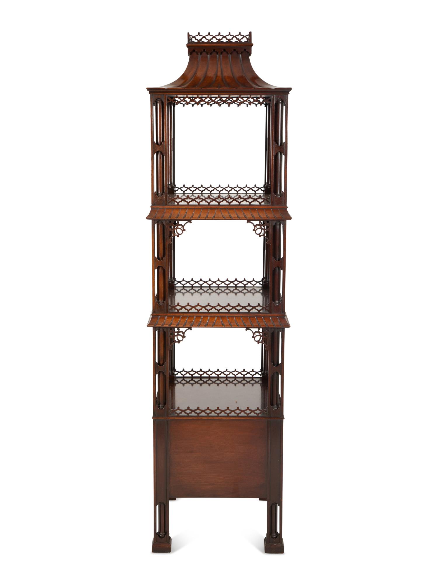 A Chinese Chippendale Style Mahogany Whatnot