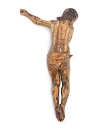 A Continental Carved and Painted Corpus Christi