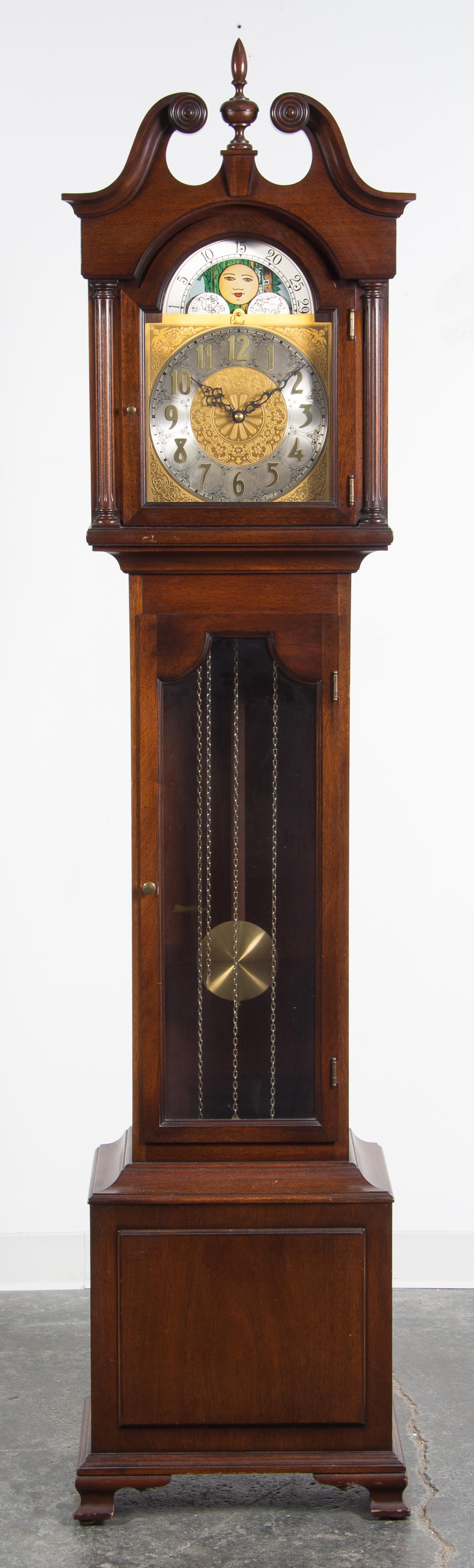 An American Mahogany Tall Case Clock — COLONIAL MFG. CO., SECOND HALF 20TH CENTURY