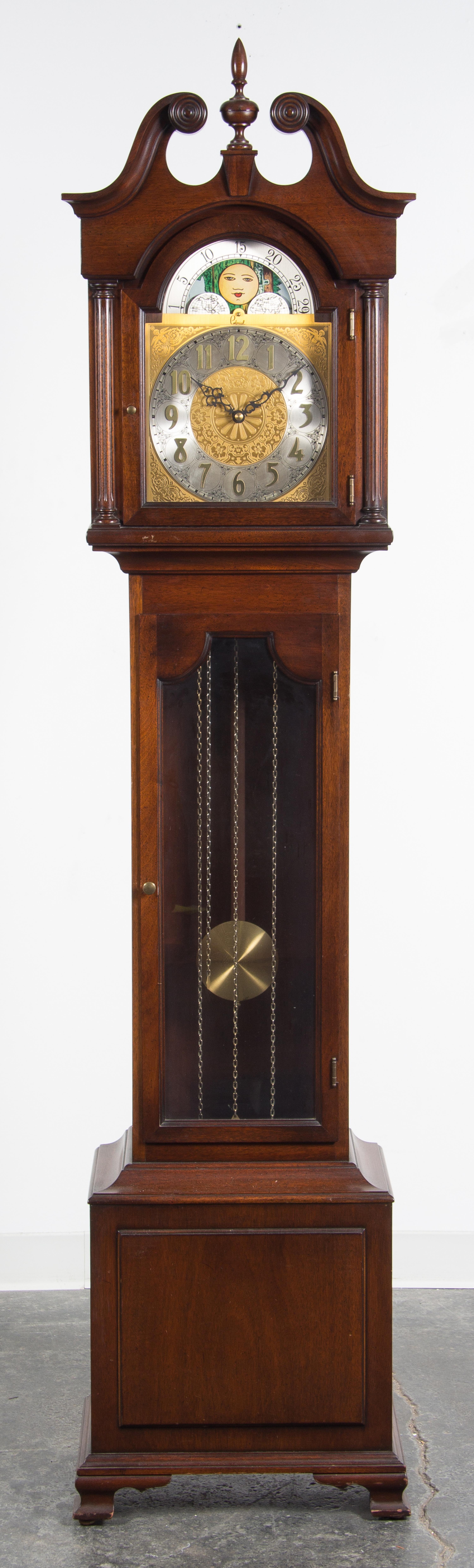 An American Mahogany Tall Case Clock — COLONIAL MFG. CO., SECOND HALF 20TH CENTURY