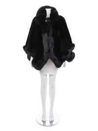 David Green Black Chinchilla Cape with Fox Trim, late 1990's-2000's